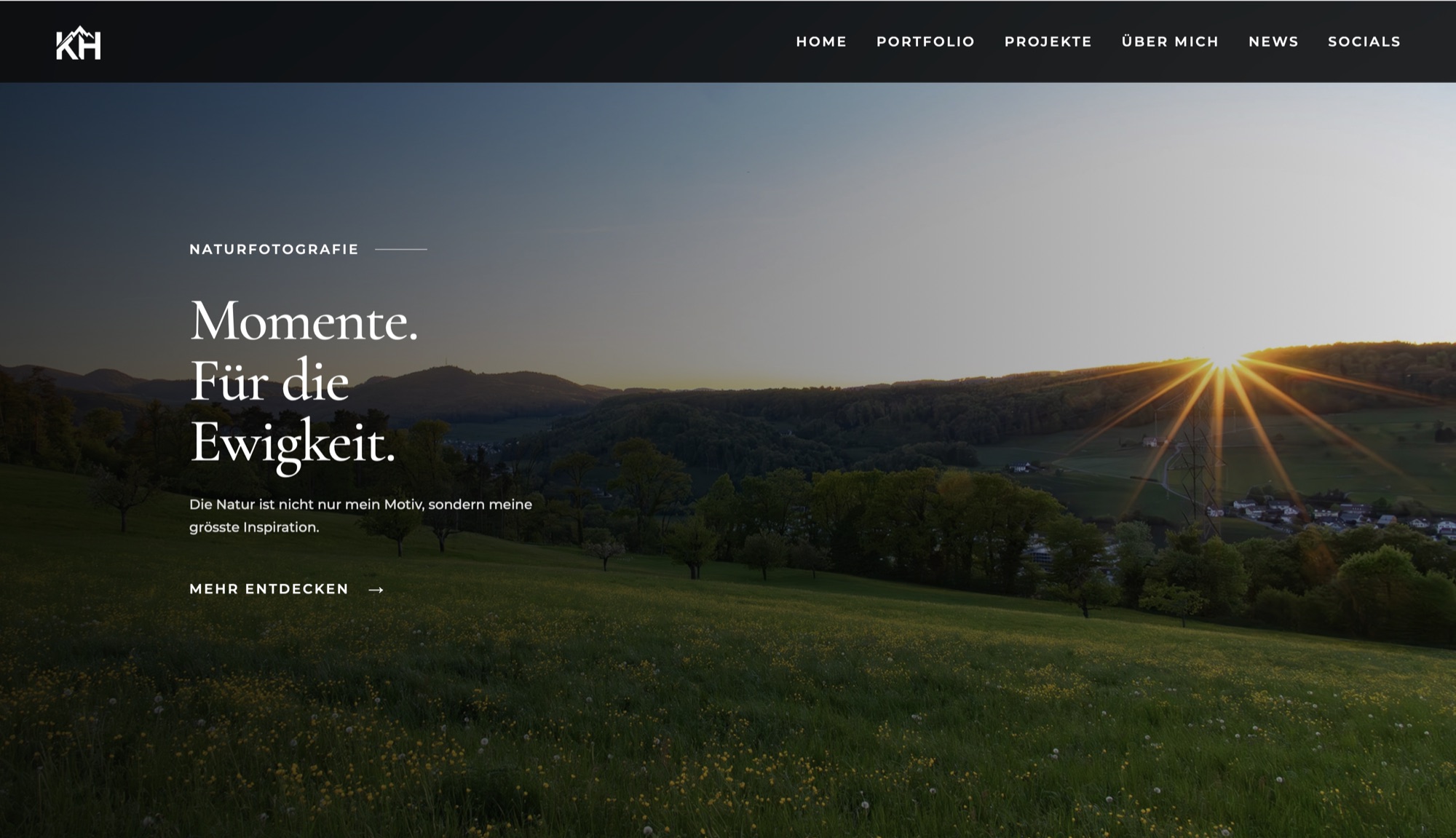 Webdesign: Startseite einer Fotografie-Website